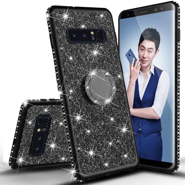 samsung galaxy s10 plus  glitter bling fashion case - black - www.coverlabusa.com