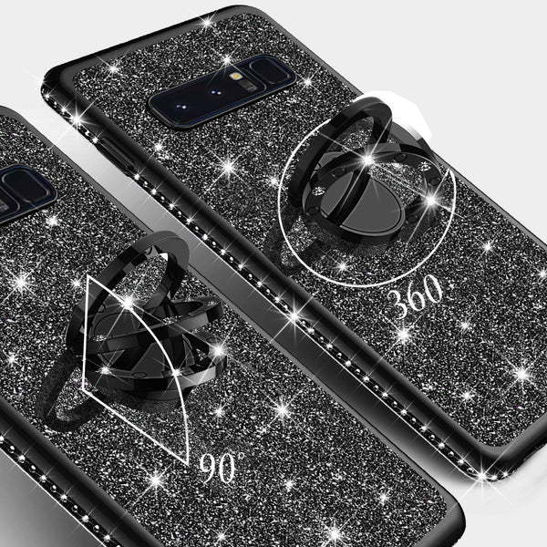 samsung galaxy s10 plus  glitter bling fashion case - black - www.coverlabusa.com