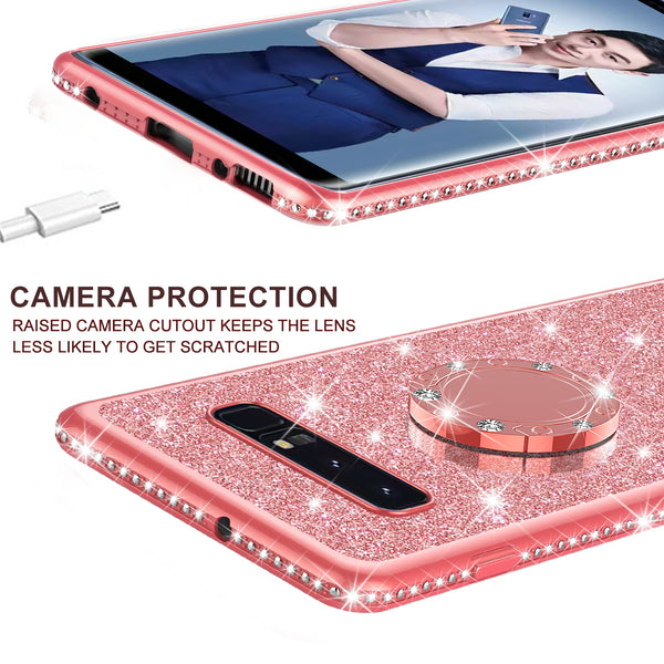 samsung galaxy s10 glitter bling fashion case - rose gold - www.coverlabusa.com