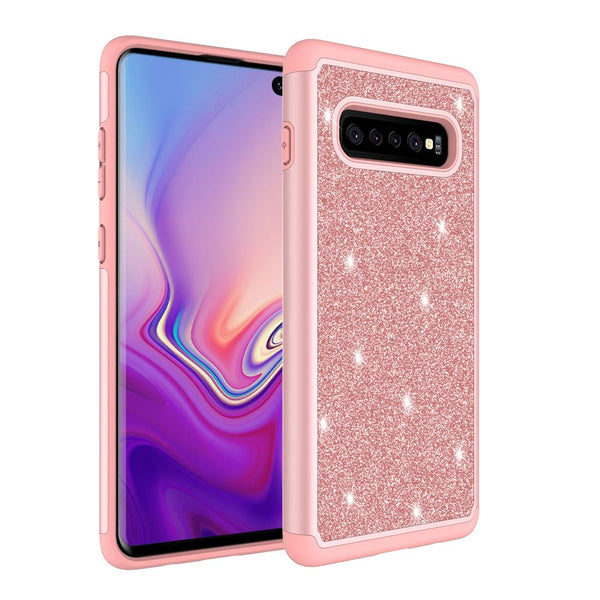 Samsung Galaxy S10 Glitter Hybrid Case - Rose Gold - www.coverlabusa.com