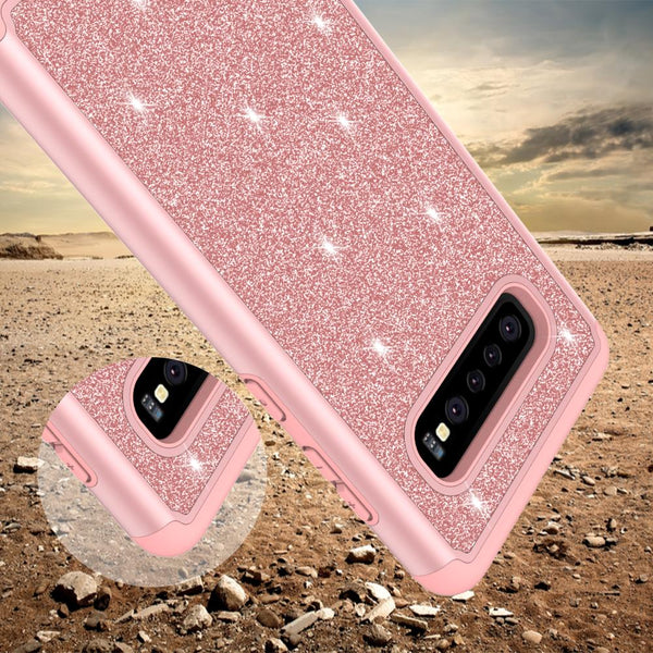 Samsung Galaxy S10 Glitter Hybrid Case - Rose Gold - www.coverlabusa.com