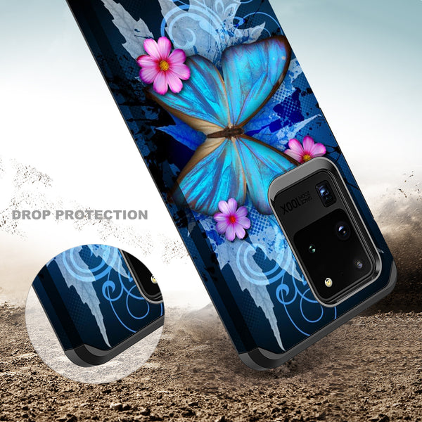 samsung galaxy s20 hybrid case - blue butterfly - www.coverlabusa.com