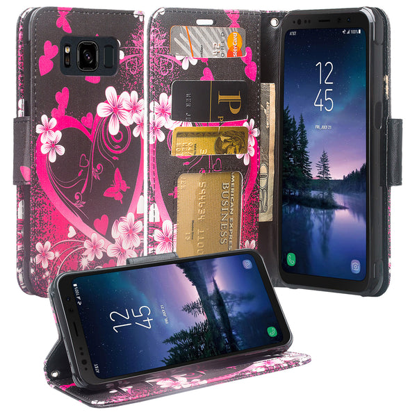 Samsung Galaxy S8 Active Wallet Case - heart butterflies - www.coverlabusa.com