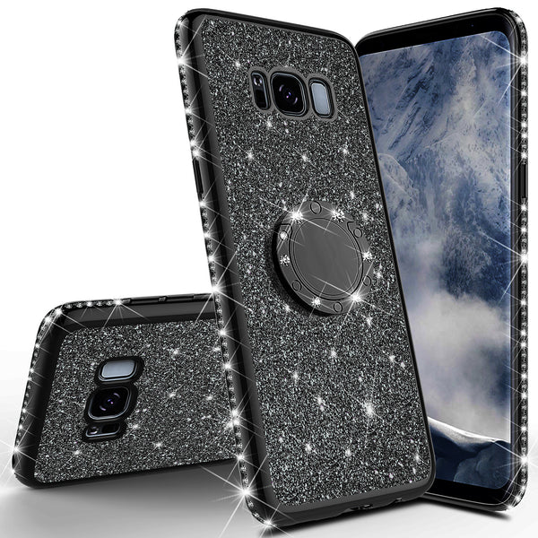 samsung galaxy 8 plus glitter bling fashion case - black - www.coverlabusa.com