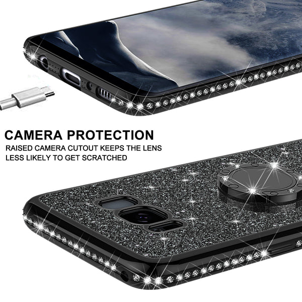 samsung galaxy 8 plus glitter bling fashion case - black - www.coverlabusa.com