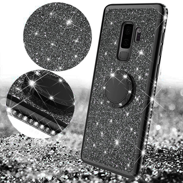 samsung galaxy s9 plus glitter bling fashion case - black - www.coverlabusa.com