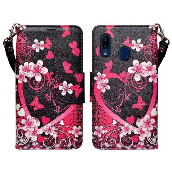 samsung galaxy a20 wallet case - heart butterflies - www.coverlabusa.com