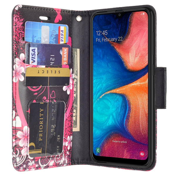 samsung galaxy a20 wallet case - heart butterflies - www.coverlabusa.com