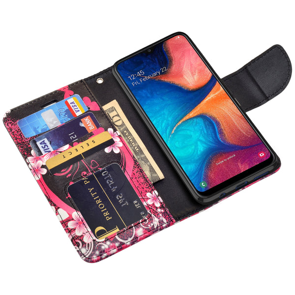 samsung galaxy a20 wallet case - heart butterflies - www.coverlabusa.com