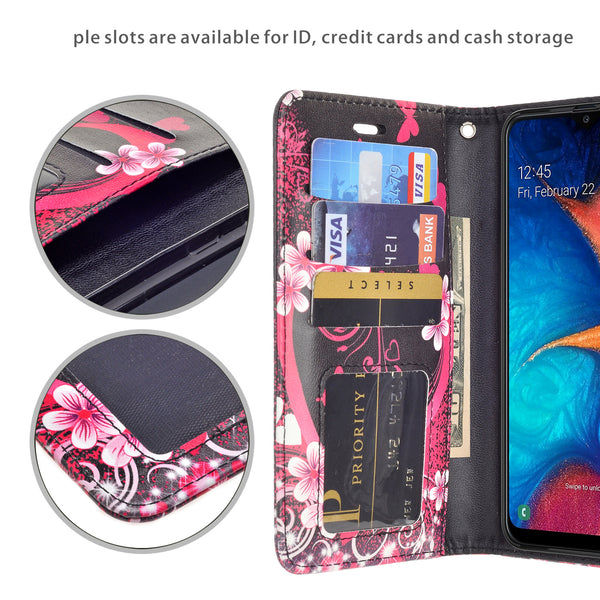 samsung galaxy a20 wallet case - heart butterflies - www.coverlabusa.com