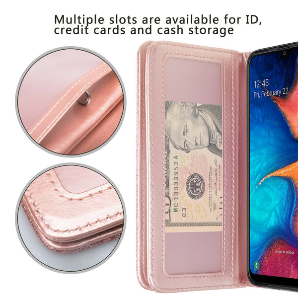 samsung galaxy a10e glitter wallet case - rose gold - www.coverlabusa.com