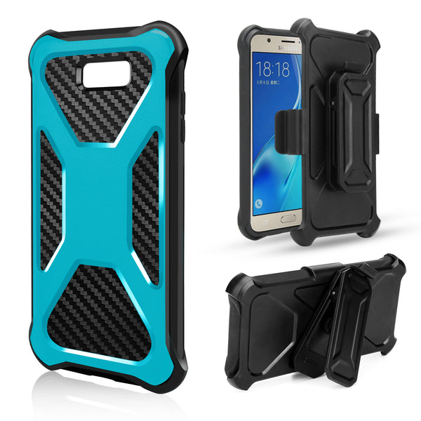 Galaxy J7(2017) Carbon Fiber combo case - Teal - www.coverlabusa.com