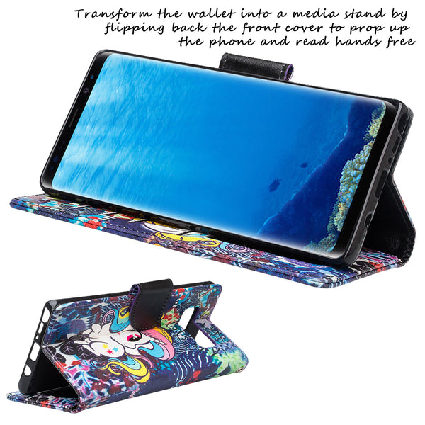 Samsung Galaxy Note 8 Wallet Case - Rainbow Unicorn - www.coverlabusa.com