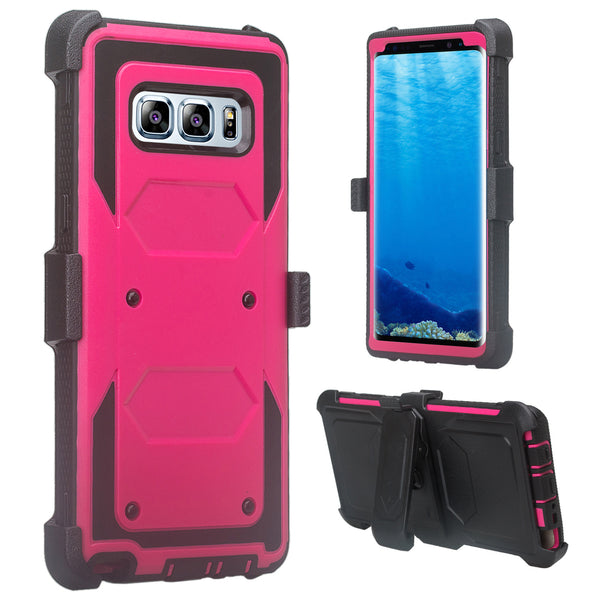 samsung galaxy note 8 heavy duty hybrid holster case - hot pink - www.coverlabusa.com