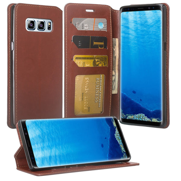 Galaxy Note 8 Wallet Case - brown - www.coverlabusa.com