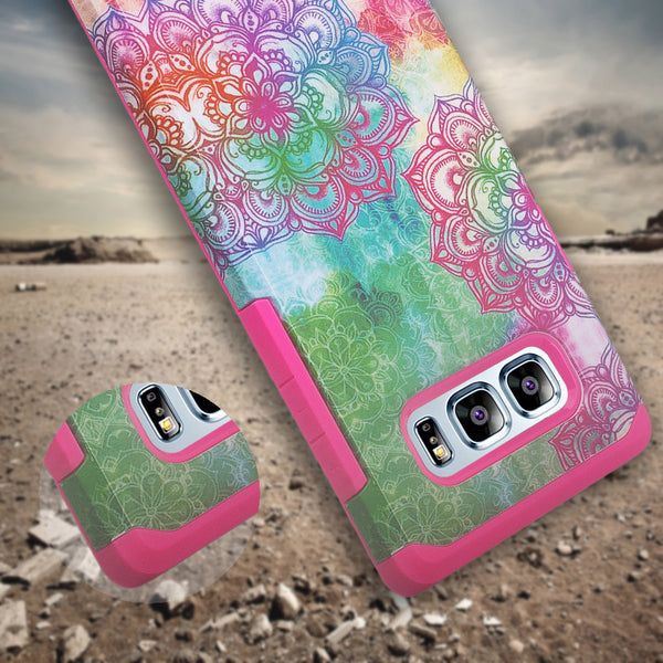 samsung galaxy note 8 hybrid case - teal flower - www.coverlabusa.com