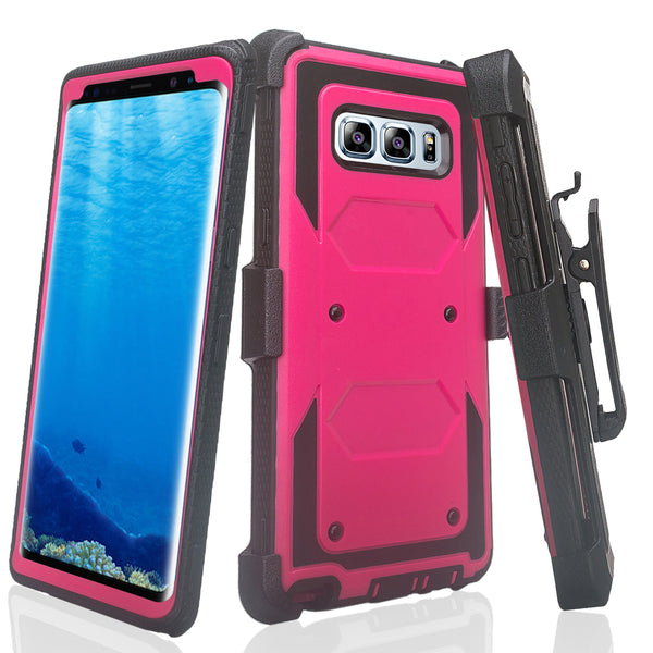 samsung galaxy note 8 heavy duty hybrid holster case - hot pink - www.coverlabusa.com