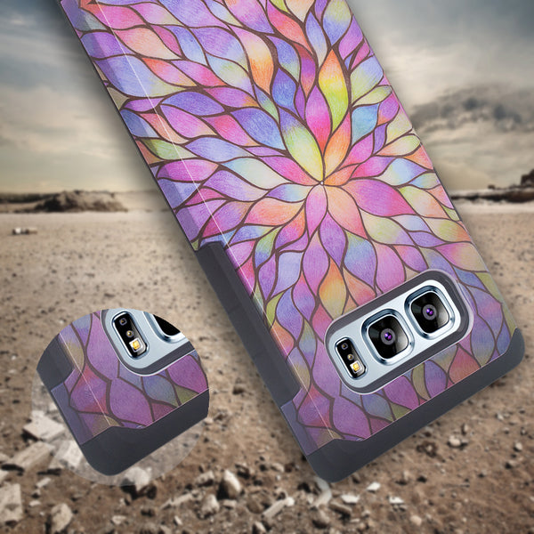 samsung galaxy note 8 hybrid case - rainbow flower - www.coverlabusa.com