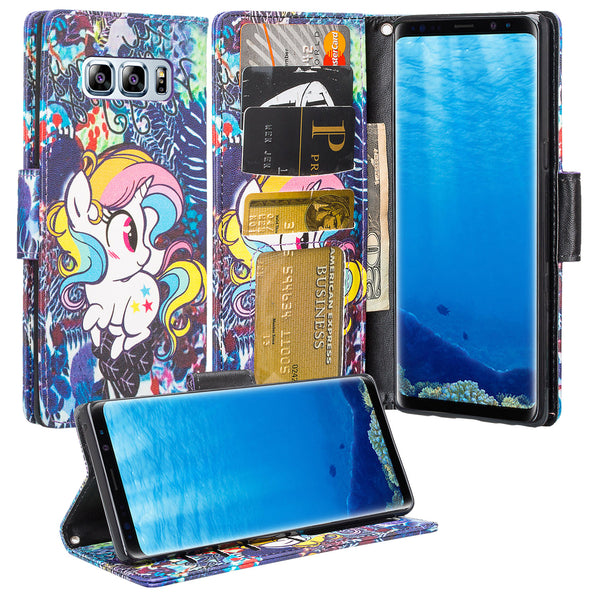 Samsung Galaxy Note 8 Wallet Case - Rainbow Unicorn - www.coverlabusa.com