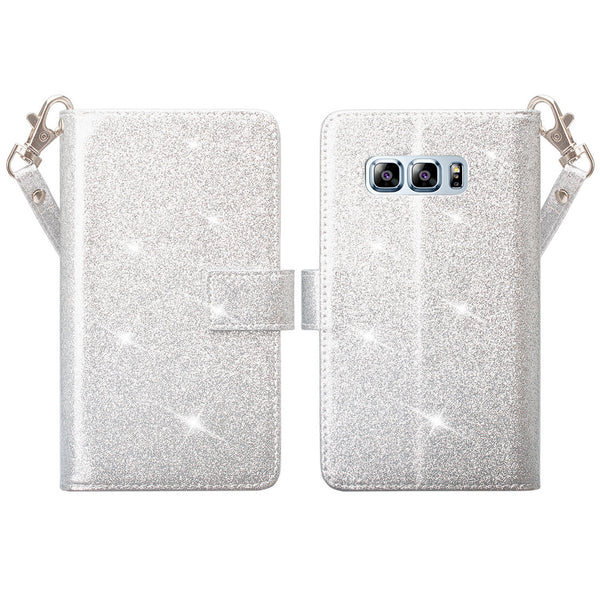 Samsung Galaxy Note 8 Glitter Wallet Case - Silver - www.coverlabusa.com