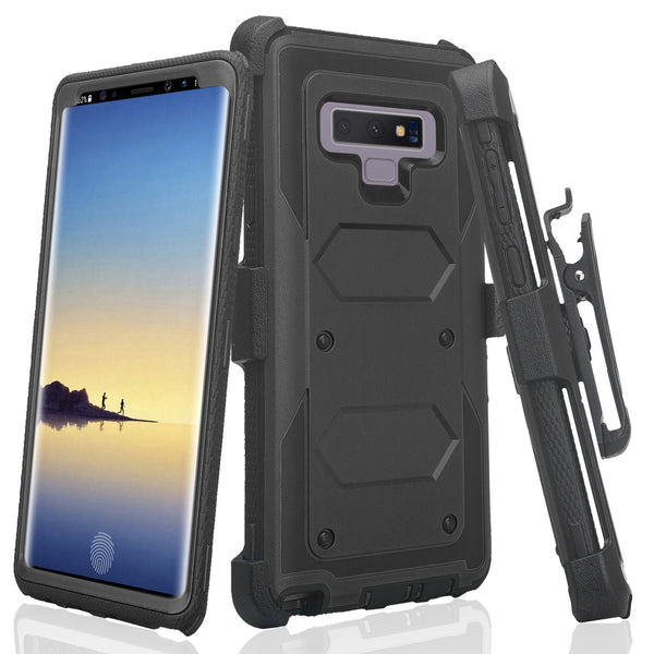 samsung galaxy note 9 heavy duty hybrid holster case - black - www.coverlabusa.com