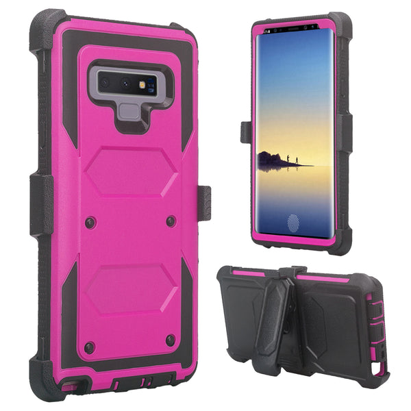 samsung galaxy note 9 heavy duty hybrid holster case - hot pink - www.coverlabusa.com