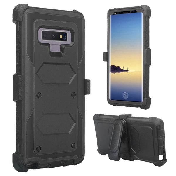 samsung galaxy note 9 heavy duty hybrid holster case - black - www.coverlabusa.com