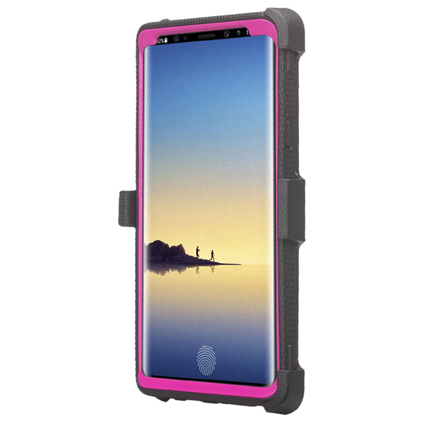 samsung galaxy note 9 heavy duty hybrid holster case - hot pink - www.coverlabusa.com