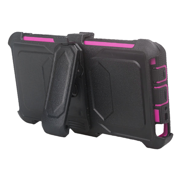 lg stylo 6 heavy duty hybrid holster case - hot pink - www.coverlabusa.com