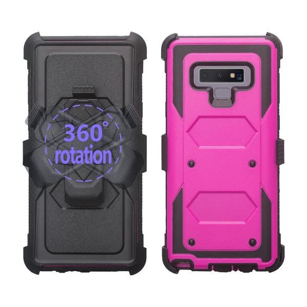 samsung galaxy note 9 heavy duty hybrid holster case - hot pink - www.coverlabusa.com