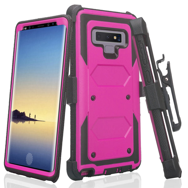 samsung galaxy note 9 heavy duty hybrid holster case - hot pink - www.coverlabusa.com