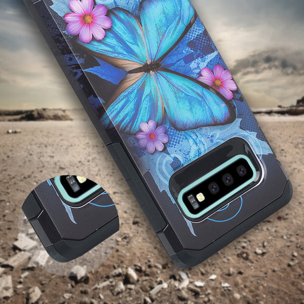 samsung galaxy s10 hybrid case - blue butterfly - www.coverlabusa.com