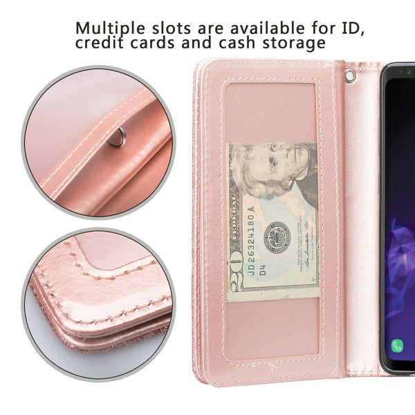 Samsung Galaxy S10 Glitter Wallet Case - Rose Gold - www.coverlabusa.com