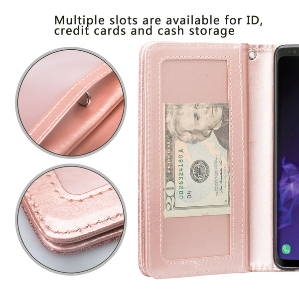 Samsung Galaxy S10 Plus Glitter Wallet Case - Rose Gold - www.coverlabusa.com