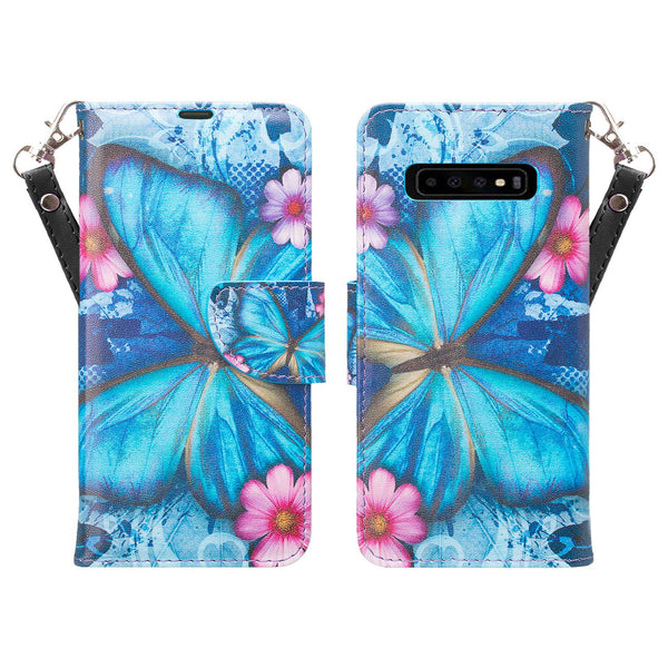 Samsung Galaxy S10 Wallet Case - blue butterfly - www.coverlabusa.com