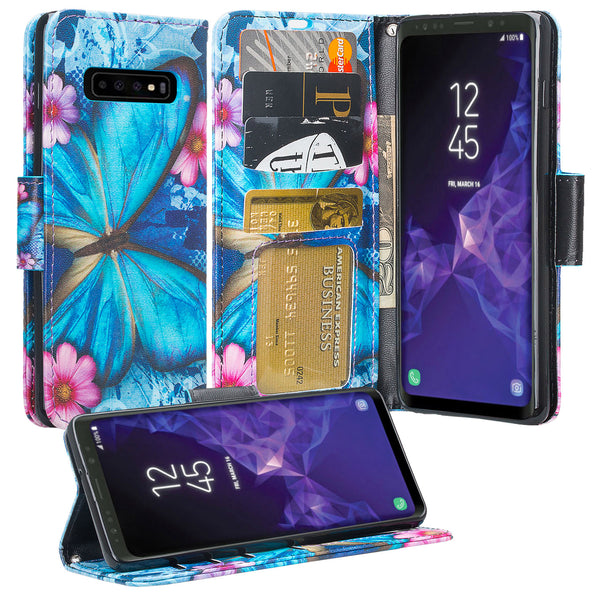 Samsung Galaxy S10 5G Wallet Case - blue butterfly - www.coverlabusa.com