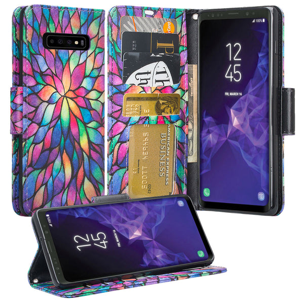 Samsung Galaxy S10 5G Wallet Case - rainbow flower - www.coverlabusa.com