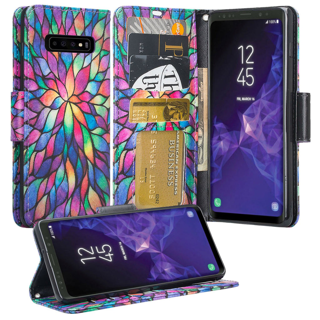 Samsung Galaxy S10 Wallet Case - rainbow flower - www.coverlabusa.com