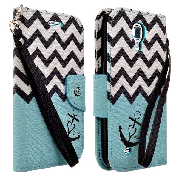 samsung galaxy S4 leather wallet case - teal anchor - www.coverlabusa.com