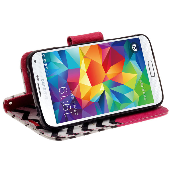 samsung galaxy S5 leather wallet case - hot pink anchor - www.coverlabusa.com