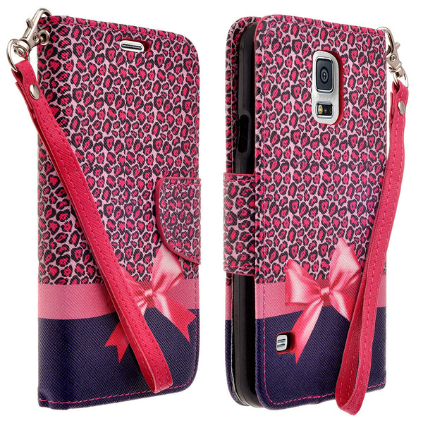 samsung galaxy S5 leather wallet case - cheetah prints - www.coverlabusa.com