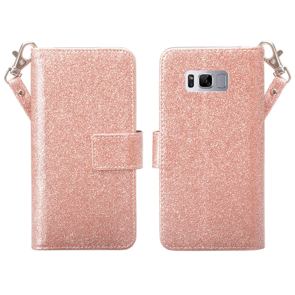 Samsung Galaxy S8 Glitter Wallet Case - Rose Gold - www.coverlabusa.com