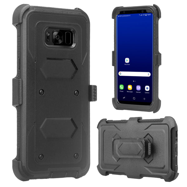 samsung galaxy s8 plus heavy duty hybrid holster case - black - www.coverlabusa.com