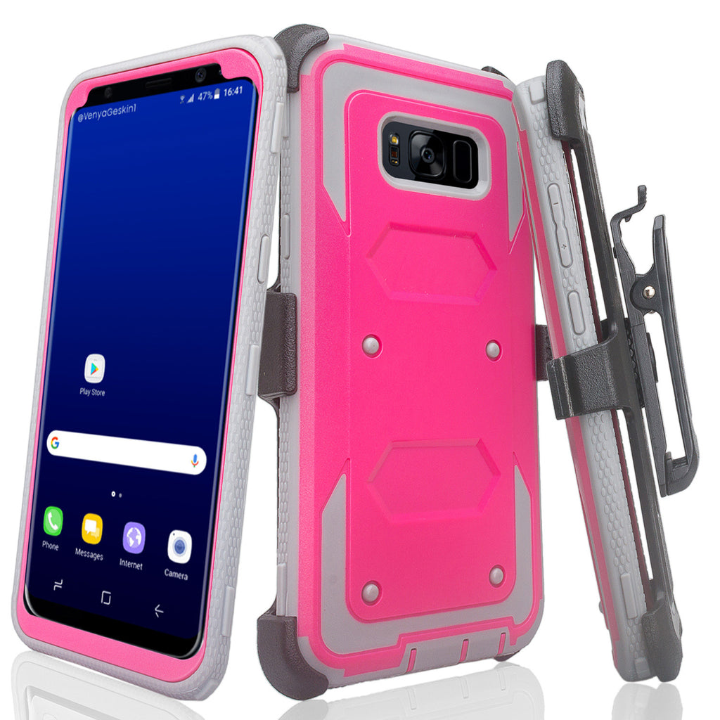 samsung galaxy s8 heavy duty hybrid holster case - hot pink - www.coverlabusa.com