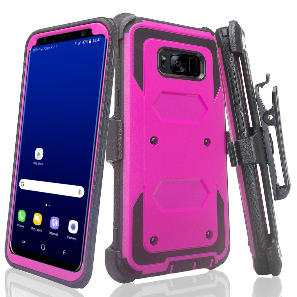 samsung galaxy s8 heavy duty hybrid holster case - purple - www.coverlabusa.com
