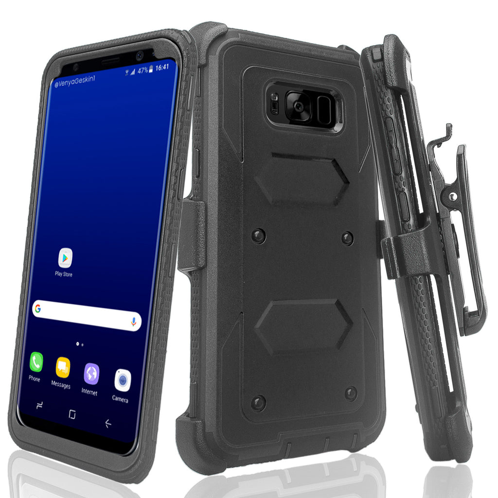samsung galaxy s8 plus heavy duty hybrid holster case - black - www.coverlabusa.com