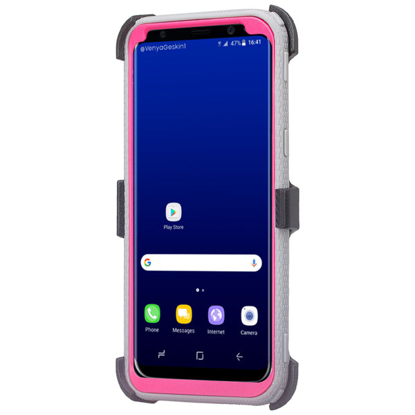 samsung galaxy s8 heavy duty hybrid holster case - hot pink - www.coverlabusa.com