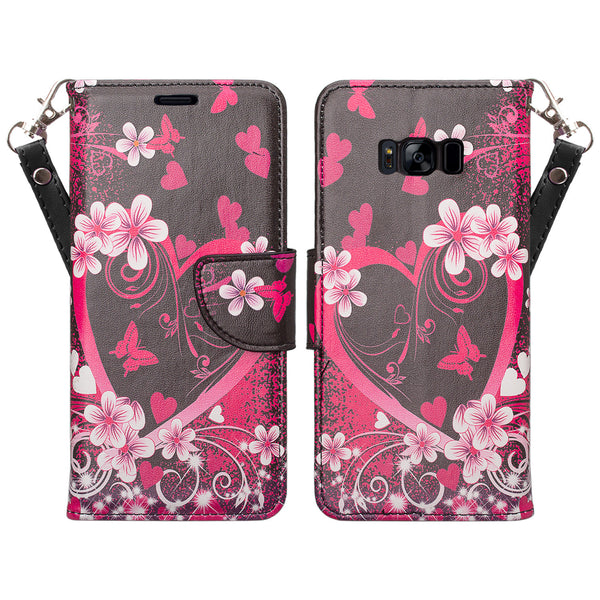 Samsung Galaxy S8 Plus Wallet Case - Heart Butterflies - www.coverlabusa.com
