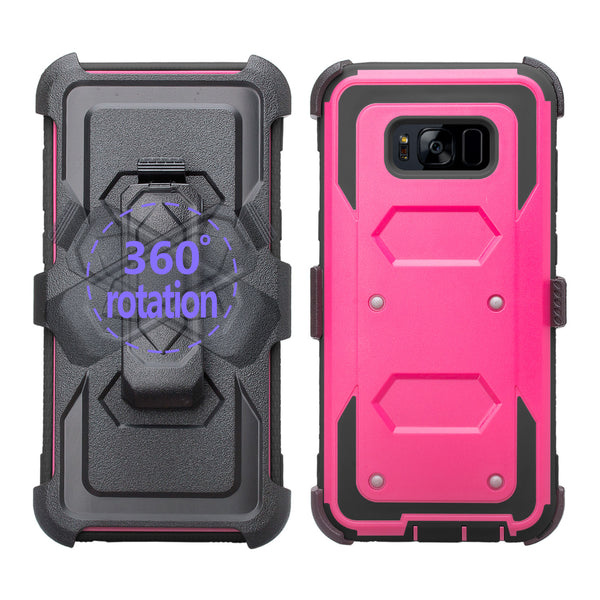 samsung galaxy s8 heavy duty hybrid holster case - hot pink/black - www.coverlabusa.com