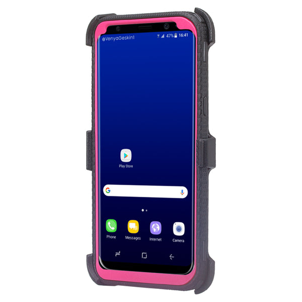 samsung galaxy s8 heavy duty hybrid holster case - hot pink/black - www.coverlabusa.com